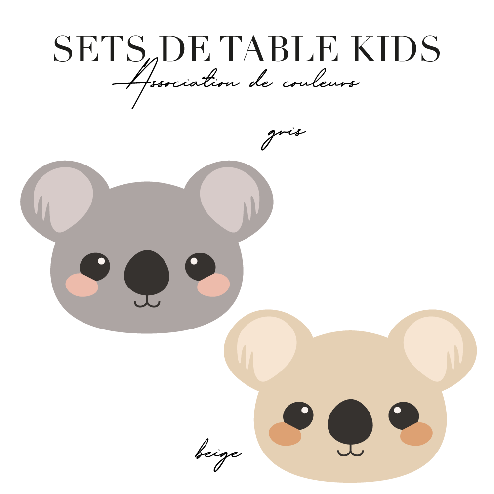 Set de table enfant - Koala gris et beige