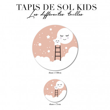 Tapis de sol chambre enfant - lune rose