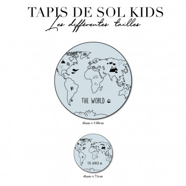 Tapis de sol chambre enfant - mappemonde bleu