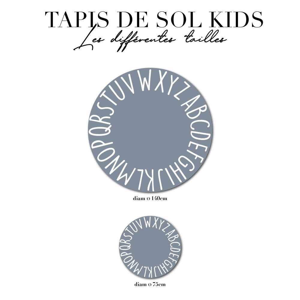 Tapis de sol chambre enfant - alphabet gris