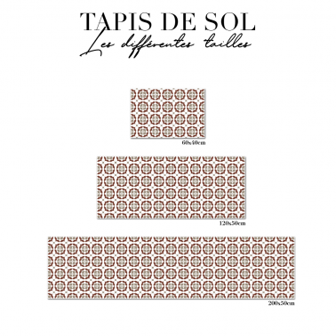 Tapis de sol cuisine - Carreaux de ciment - Rouge et Beige