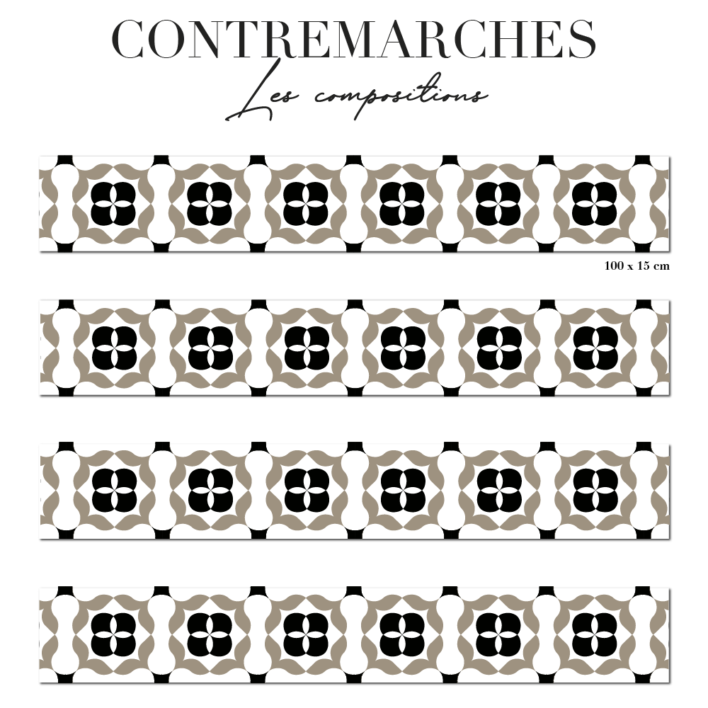 Contremarche - Carreaux de Ciment Beige et Noir Contremarche - Carreaux de Ciment Beige et Noir