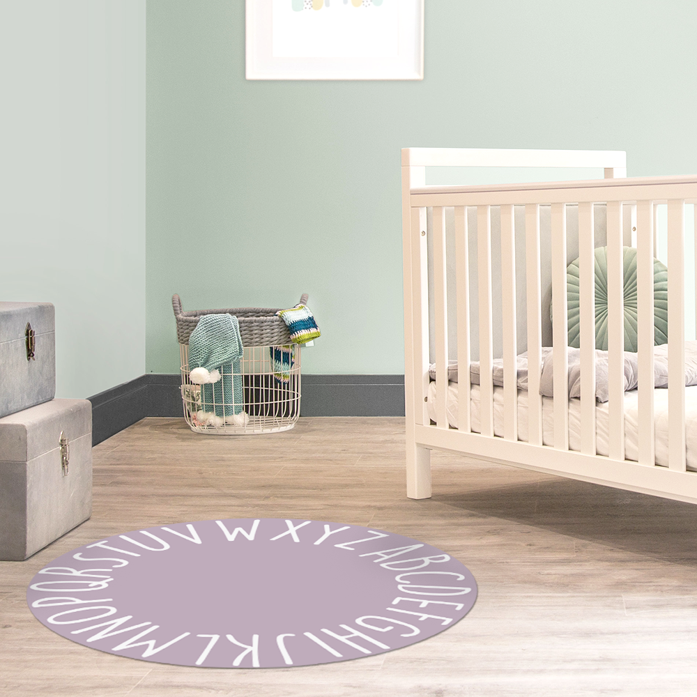 Tapis rond alphabet rose pour enfant
